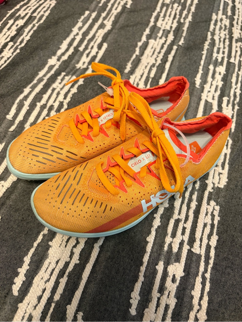 Hoka Cielo X LD Orange and Coral Lightweight Track Shoes - no spikes